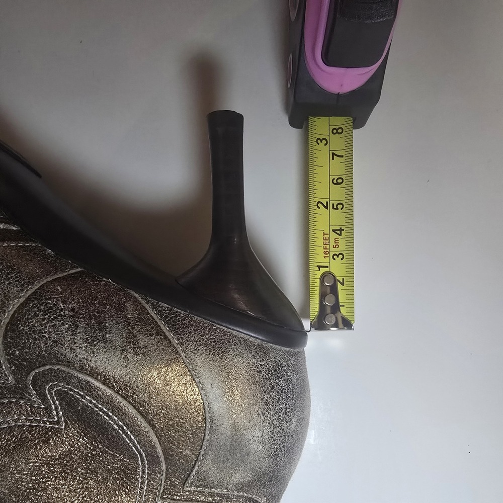 Kenneth Cole Reaction 6M Metallic Leather Western Cowboy Boots Pointed Toe - Picture 9 of 11